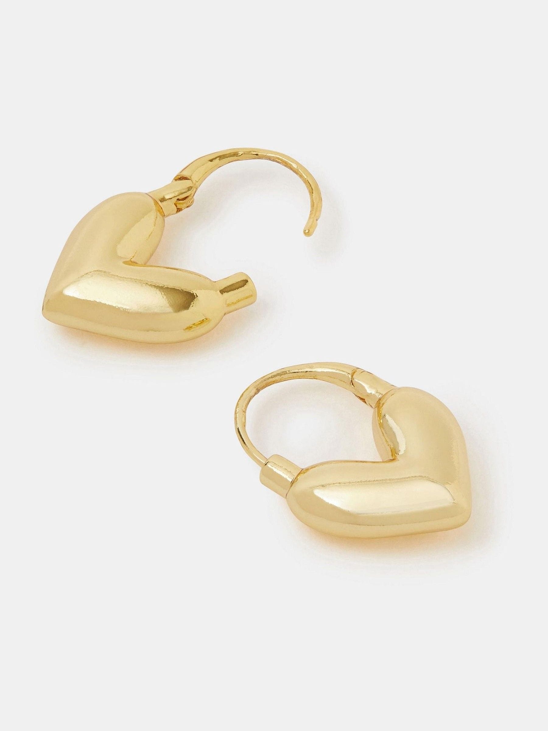 Accessorize Gold Tone 14ct Plated Bubble Heart Hoop Earrings