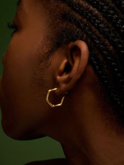 Accessorize Ohrringe aus Edelstahl in Gold-Optik mit Bambus-Design
