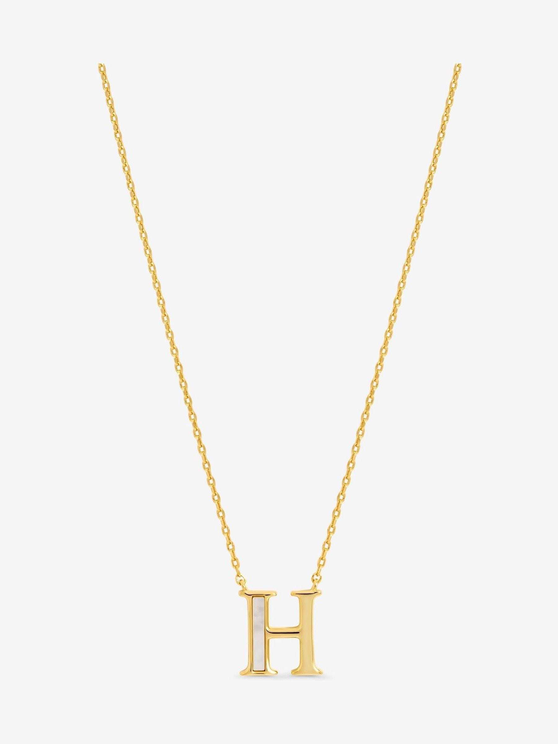 Inicio gold plated mother of pearl initial H jewelry pendant 10x15mm, UK version