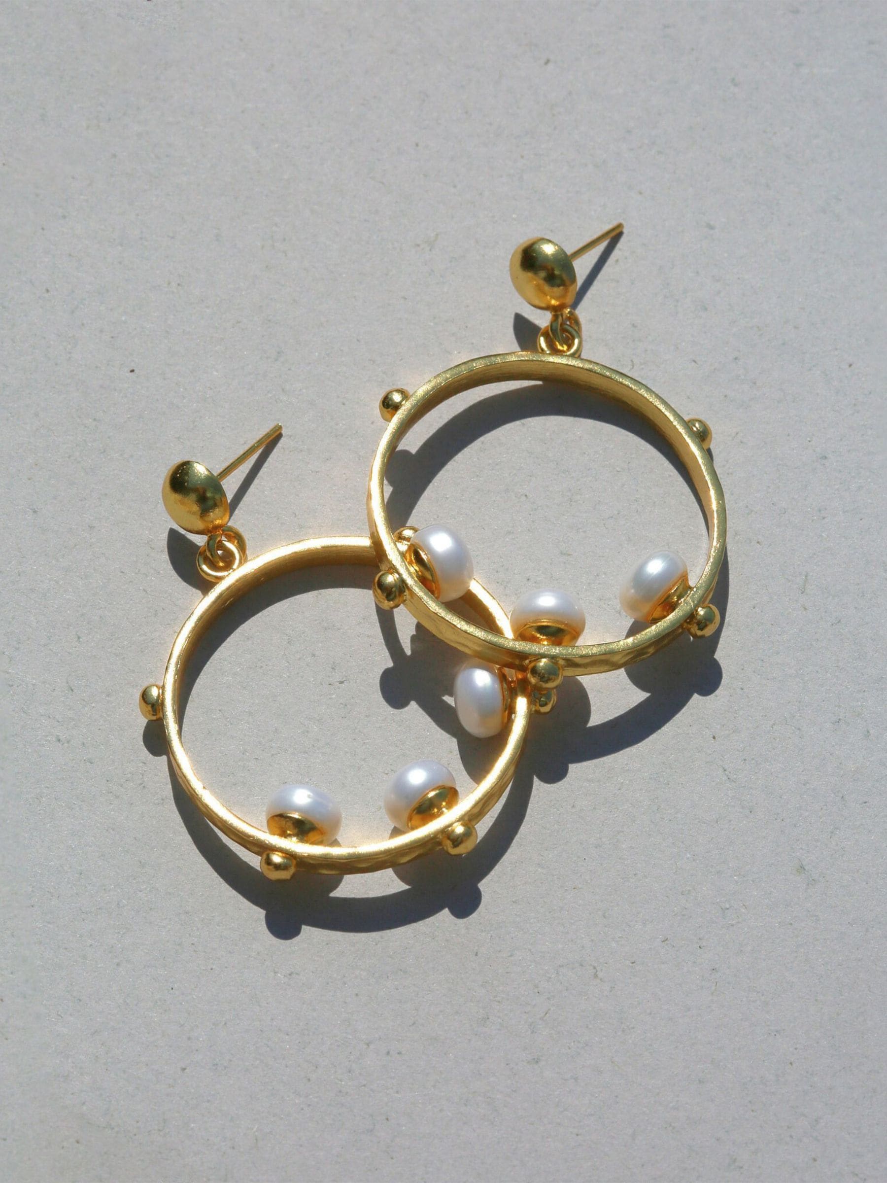 Aristea pearl and bead hoop earrings (British brand)