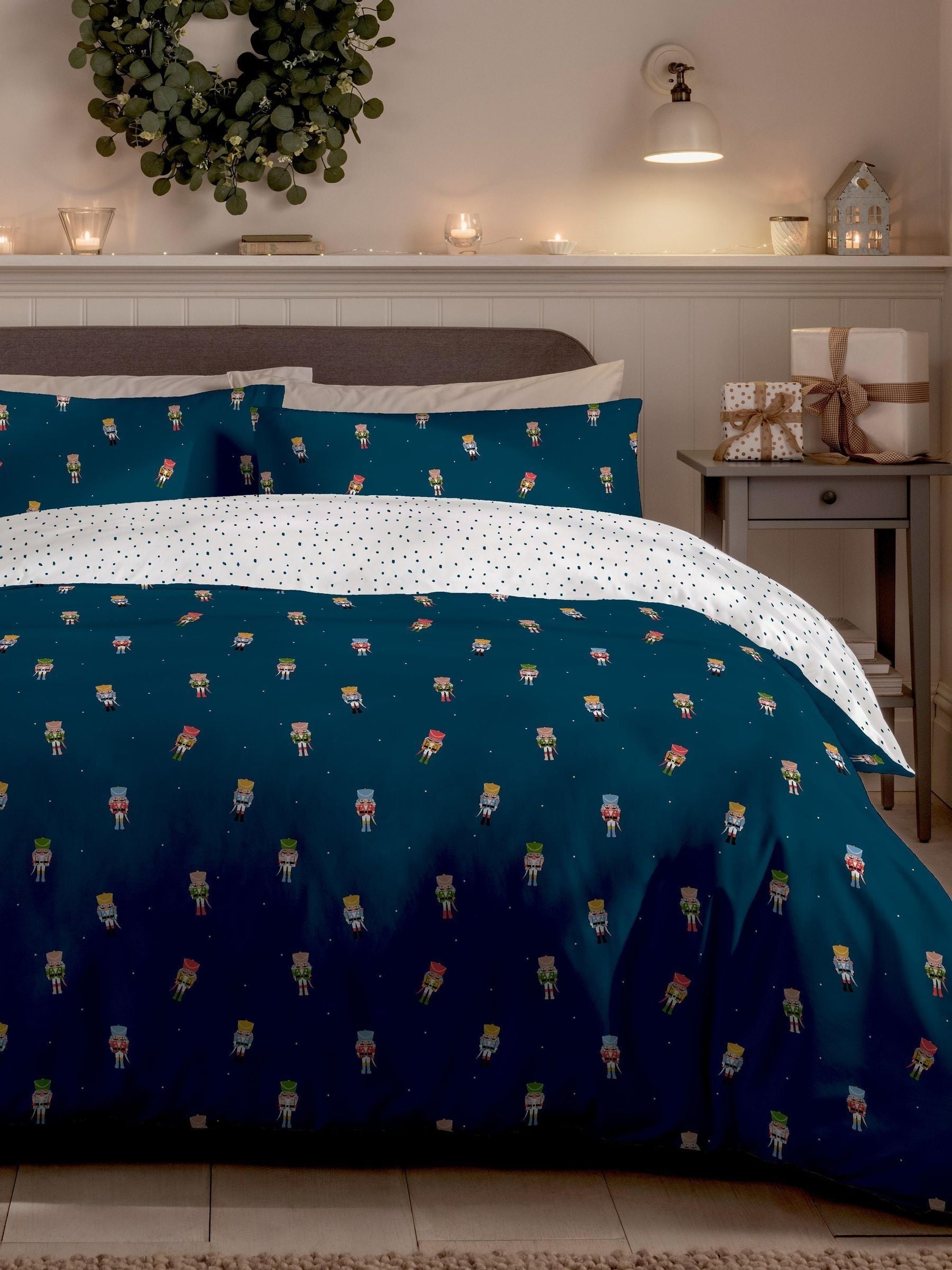Copenhagen Home Blue Nutcracker Christmas Single Duvet Cover Set - British product