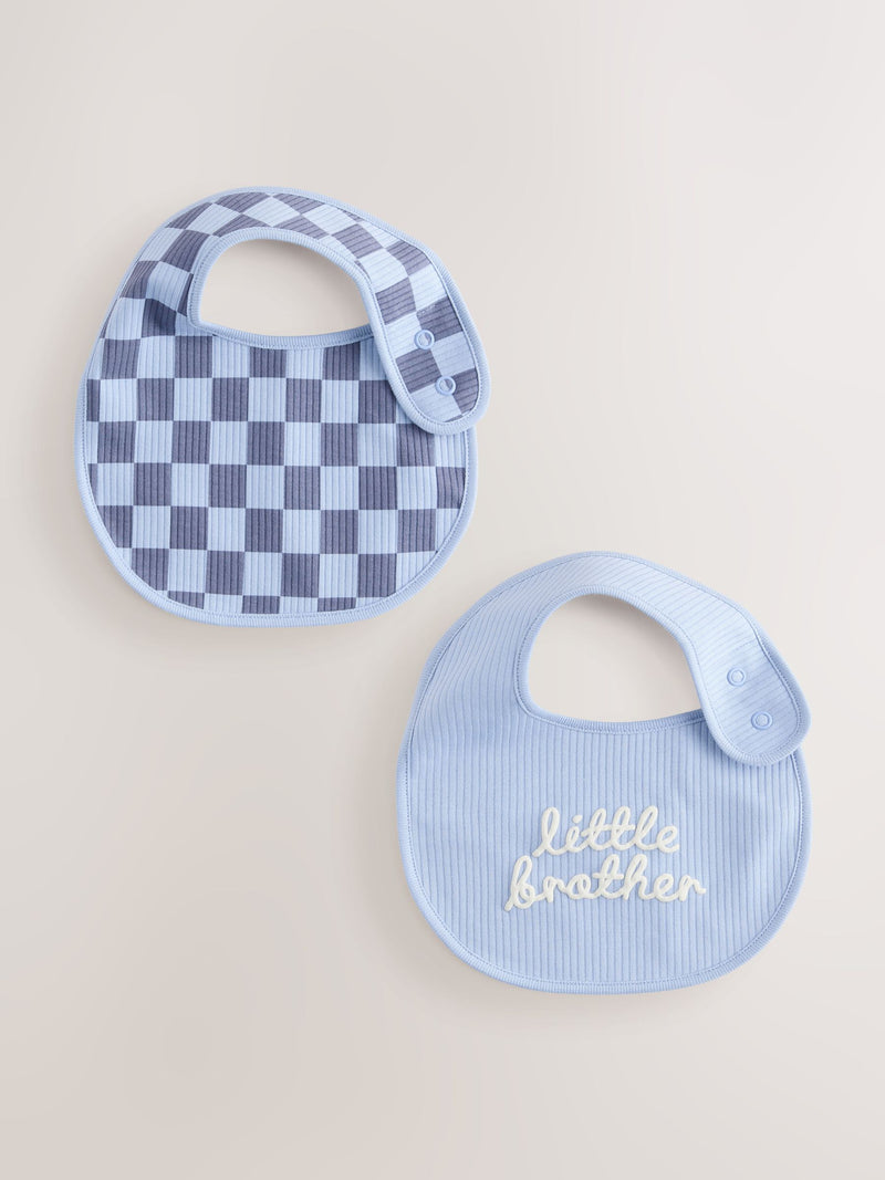 Little Brother baby bibs blue 2 pack, imported from the UK