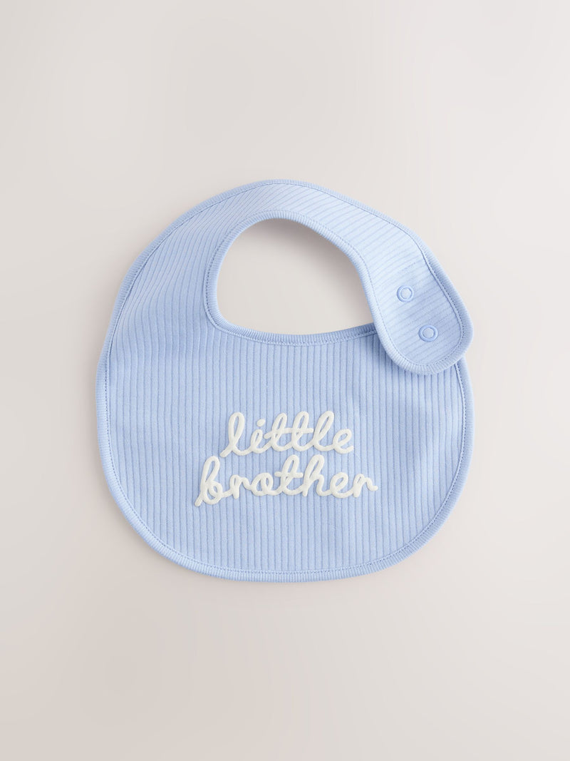 Little Brother baby bibs blue 2 pack, imported from the UK