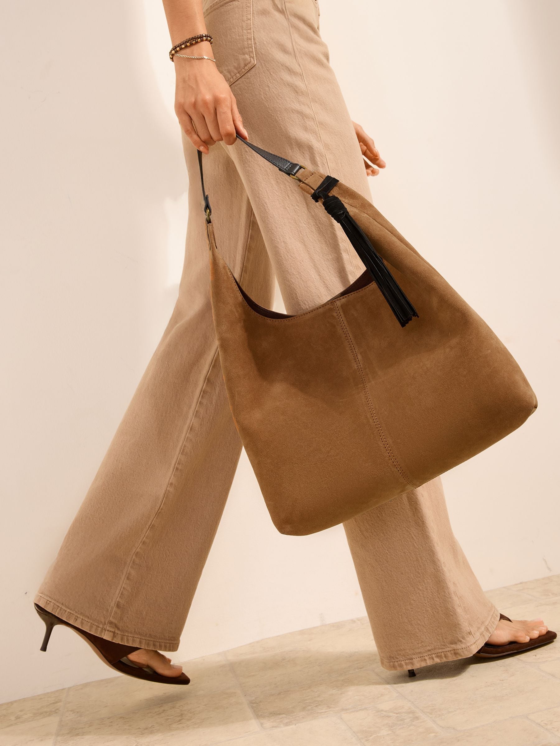 Friends Like These tan brown suede large tote bag (British brand)