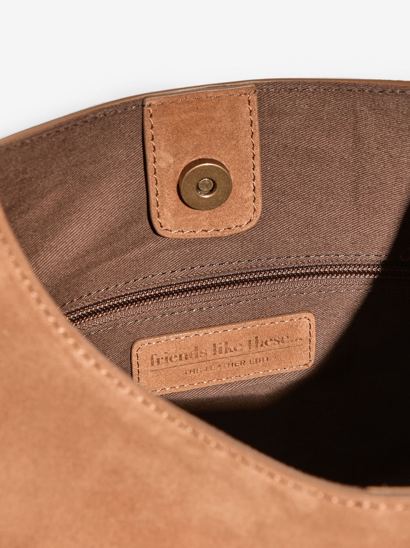 Friends Like These tan brown suede large tote bag (British brand)