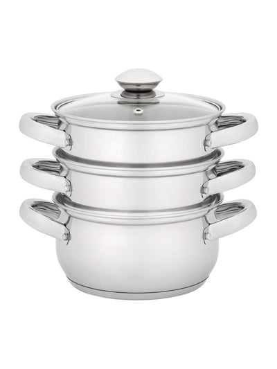 Next Judge Essential 3 Tier Glass Lid Steamer Set 16cm- Buy online at McGrocer