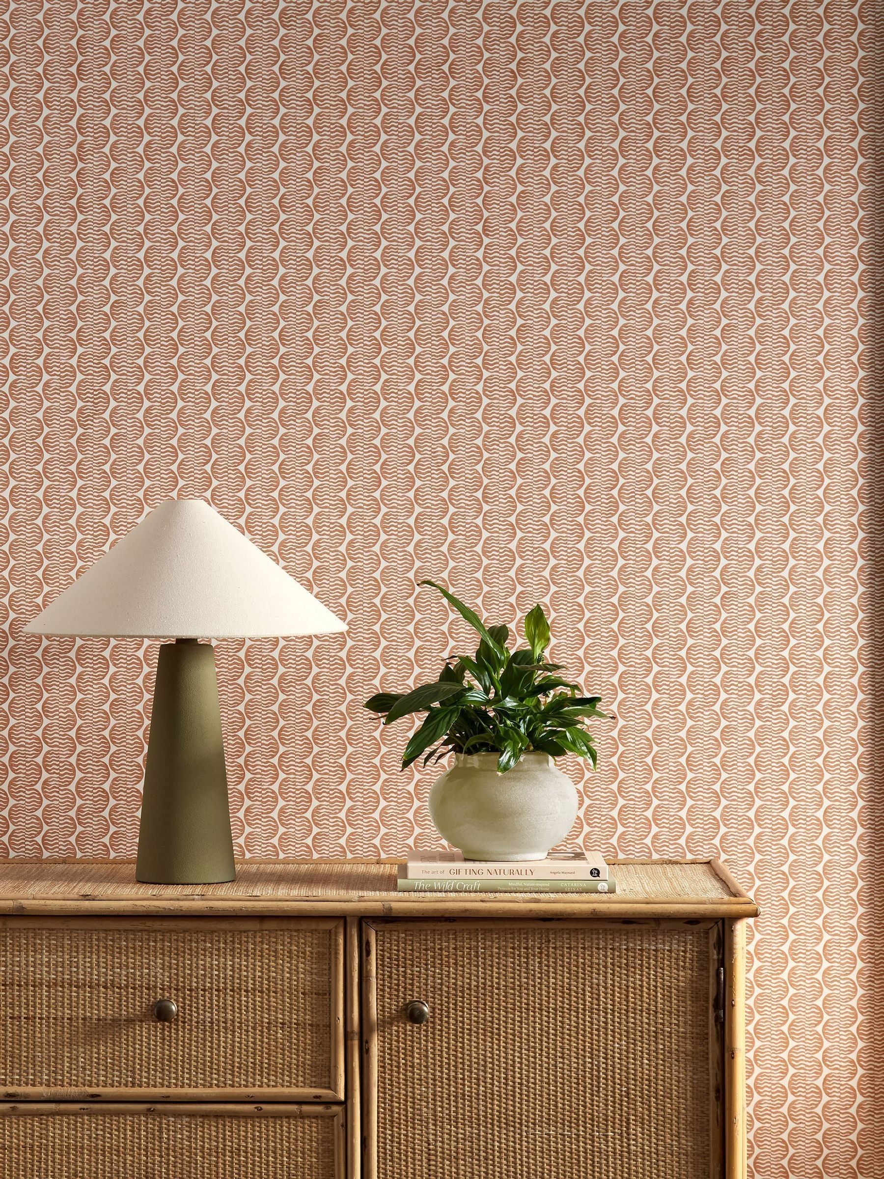 Scion Raft Stripe orange wallpaper roll, imported from the UK