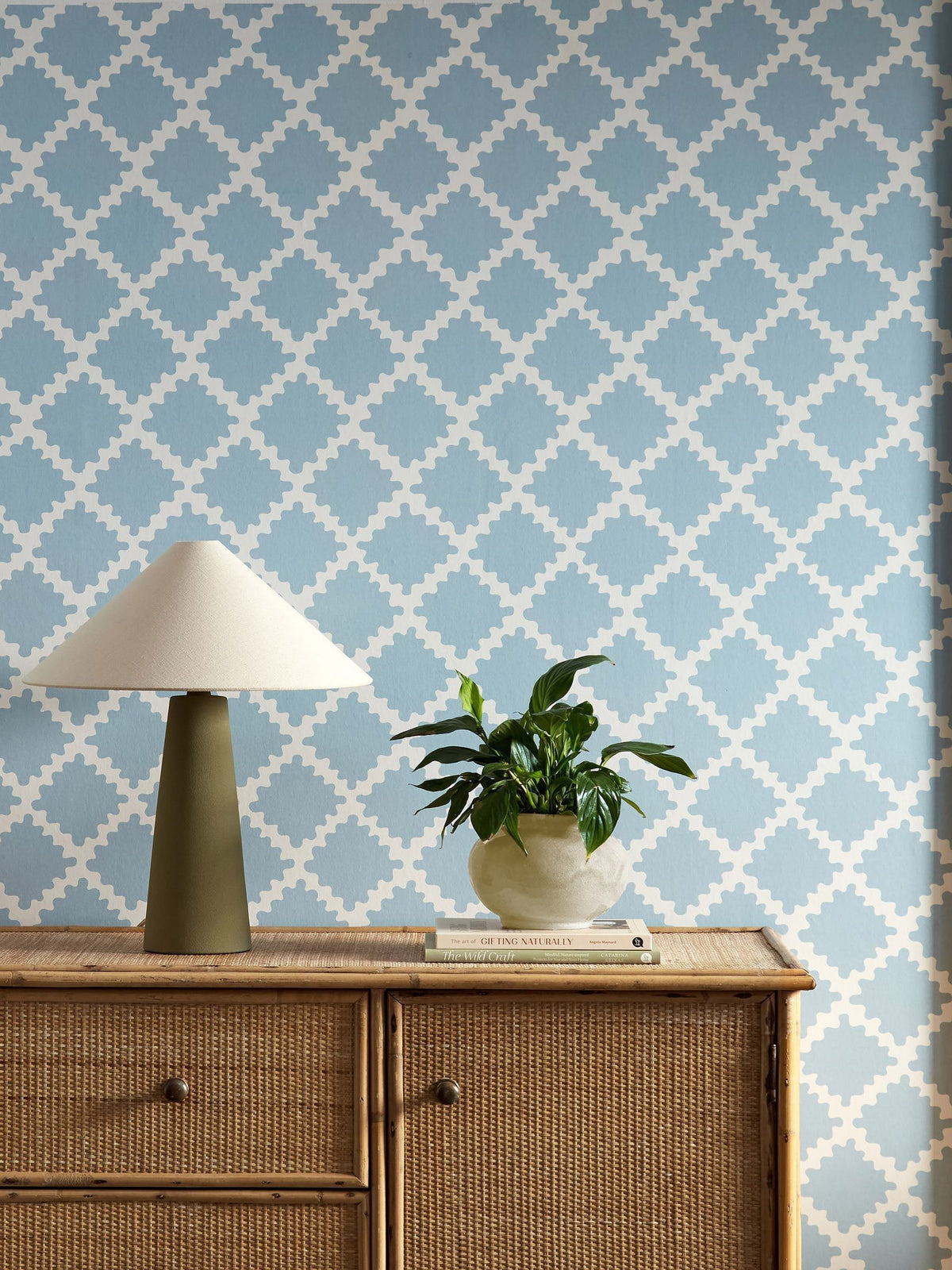 Scion Blue Swithland geometric wallpaper 10m roll (British brand)
