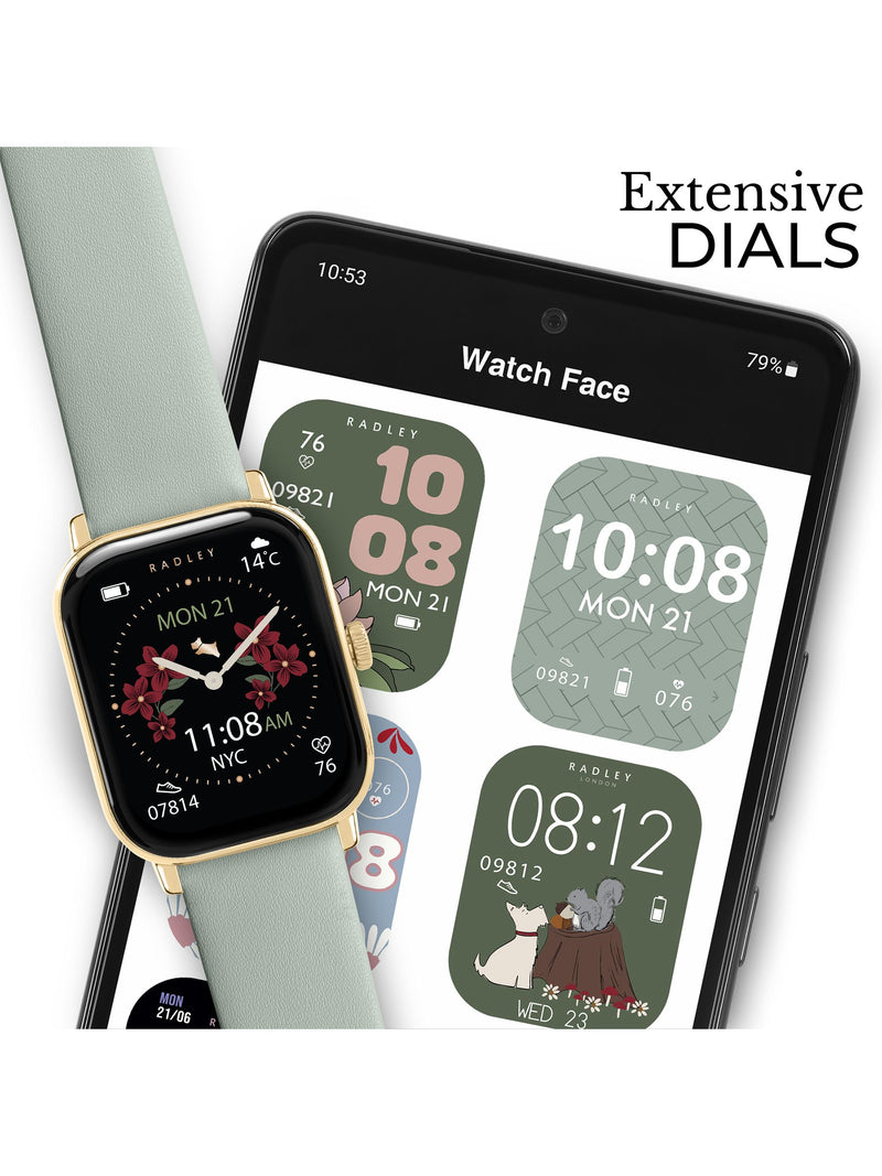 Radley Series 56 smart watch set with leather and silicone straps, imported from the UK