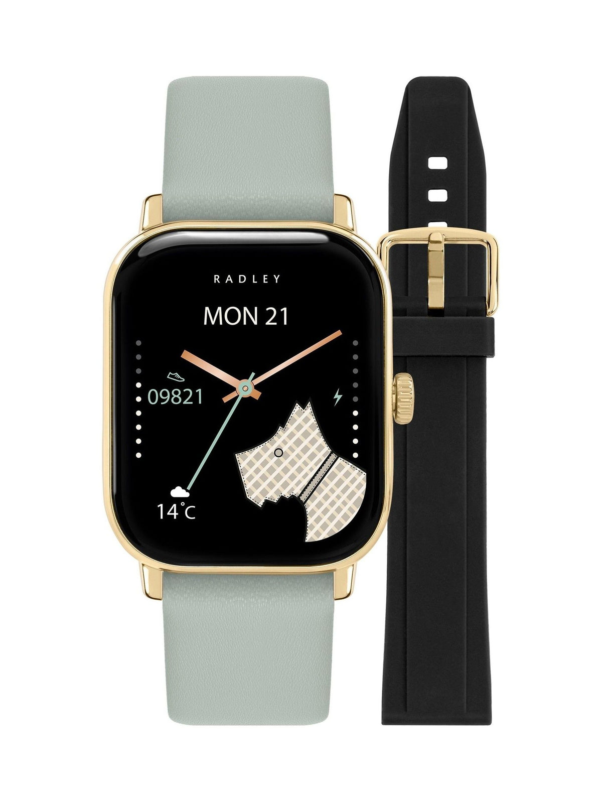 Radley Series 56 smart watch set with leather and silicone straps, imported from the UK
