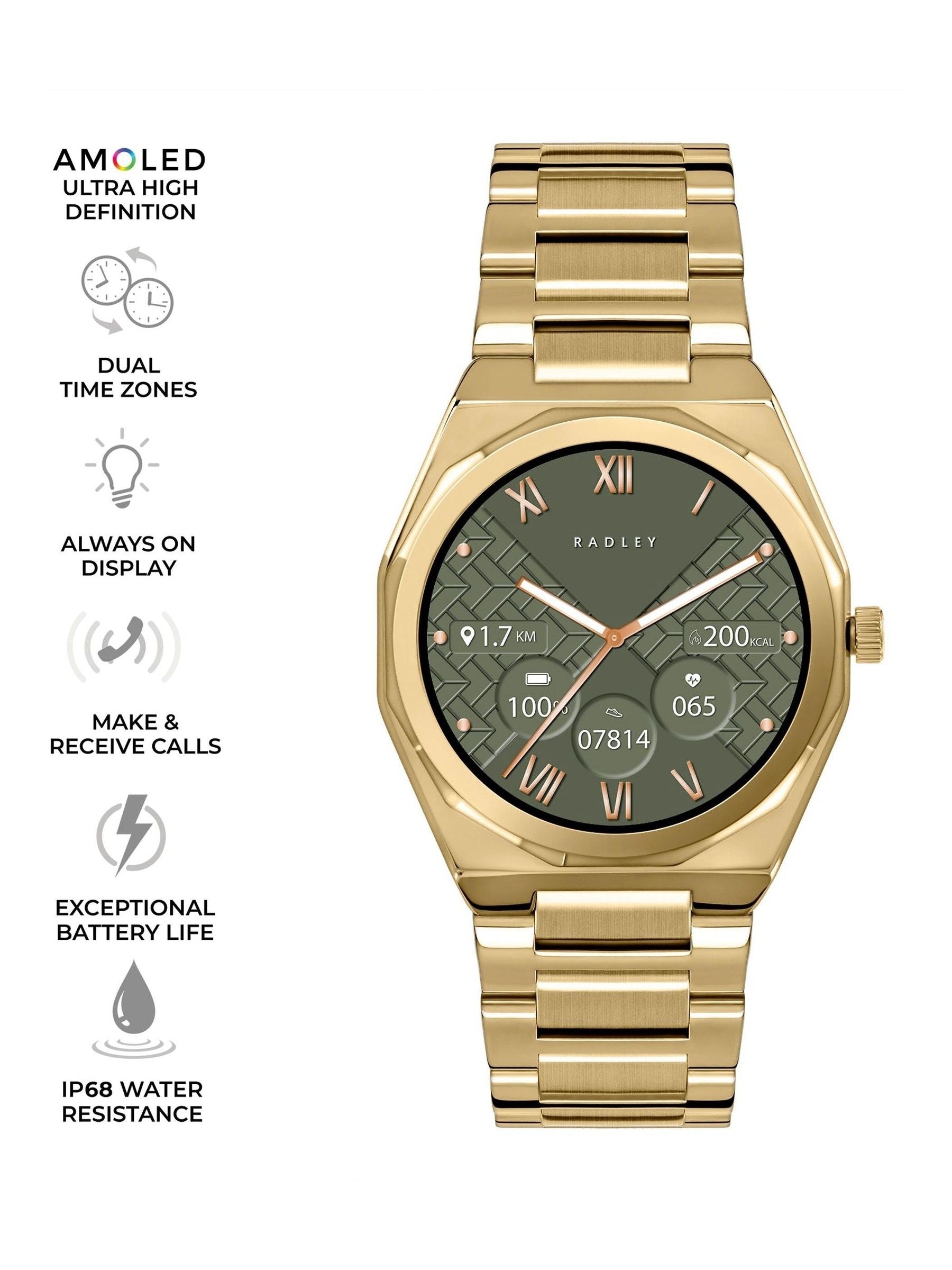 Radley Series 47 AMOLED smart watch gold plated bracelet (British brand)