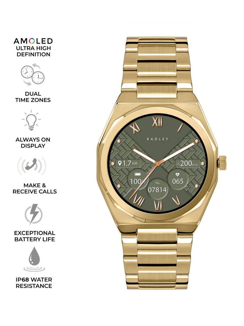 Radley Series 47 AMOLED smart watch gold plated bracelet (British brand)