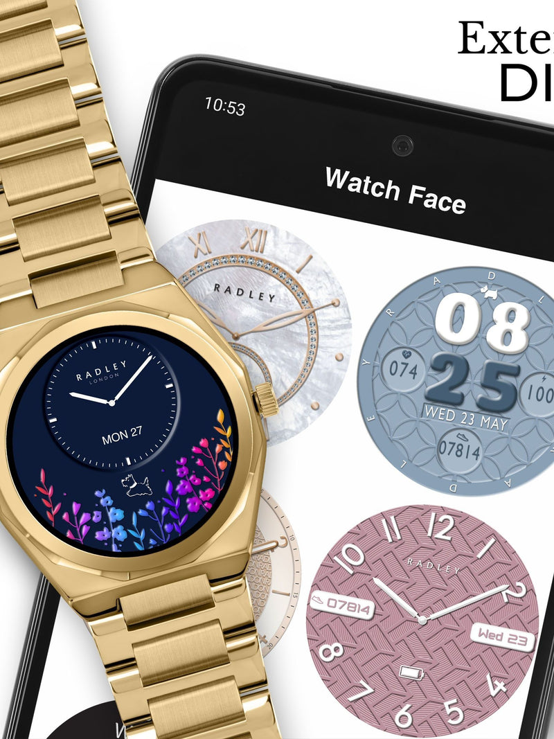 Radley Series 47 AMOLED smart watch gold plated bracelet (British brand)