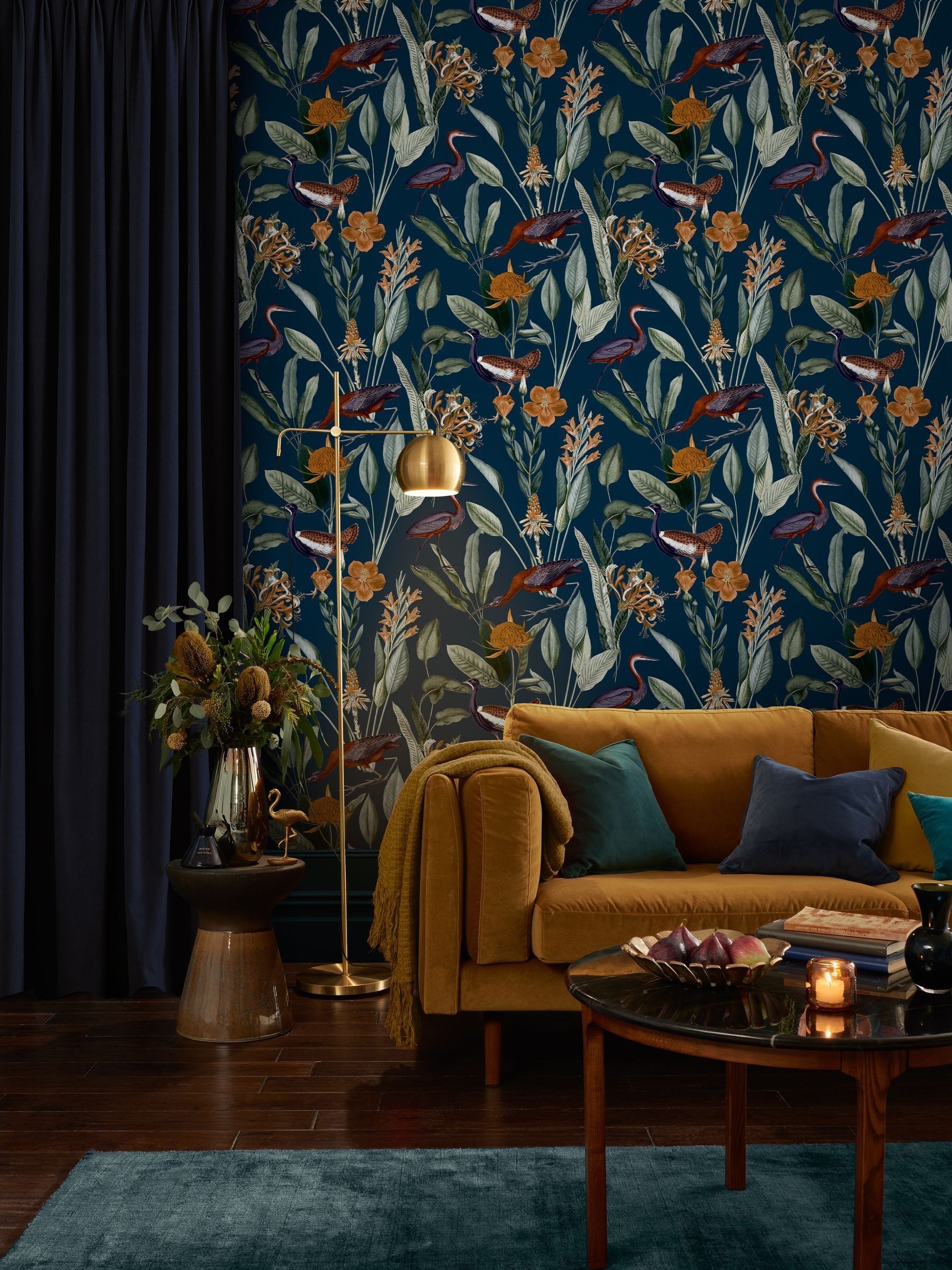 Graham & Brown Navy Glasshouse 10M Wallpaper
