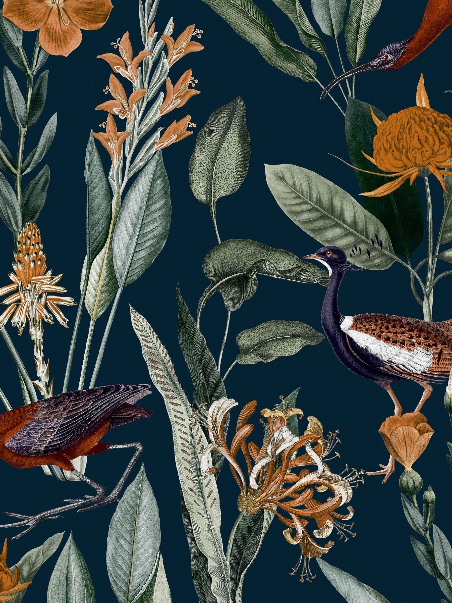 Graham & Brown Navy Glasshouse 10M Wallpaper
