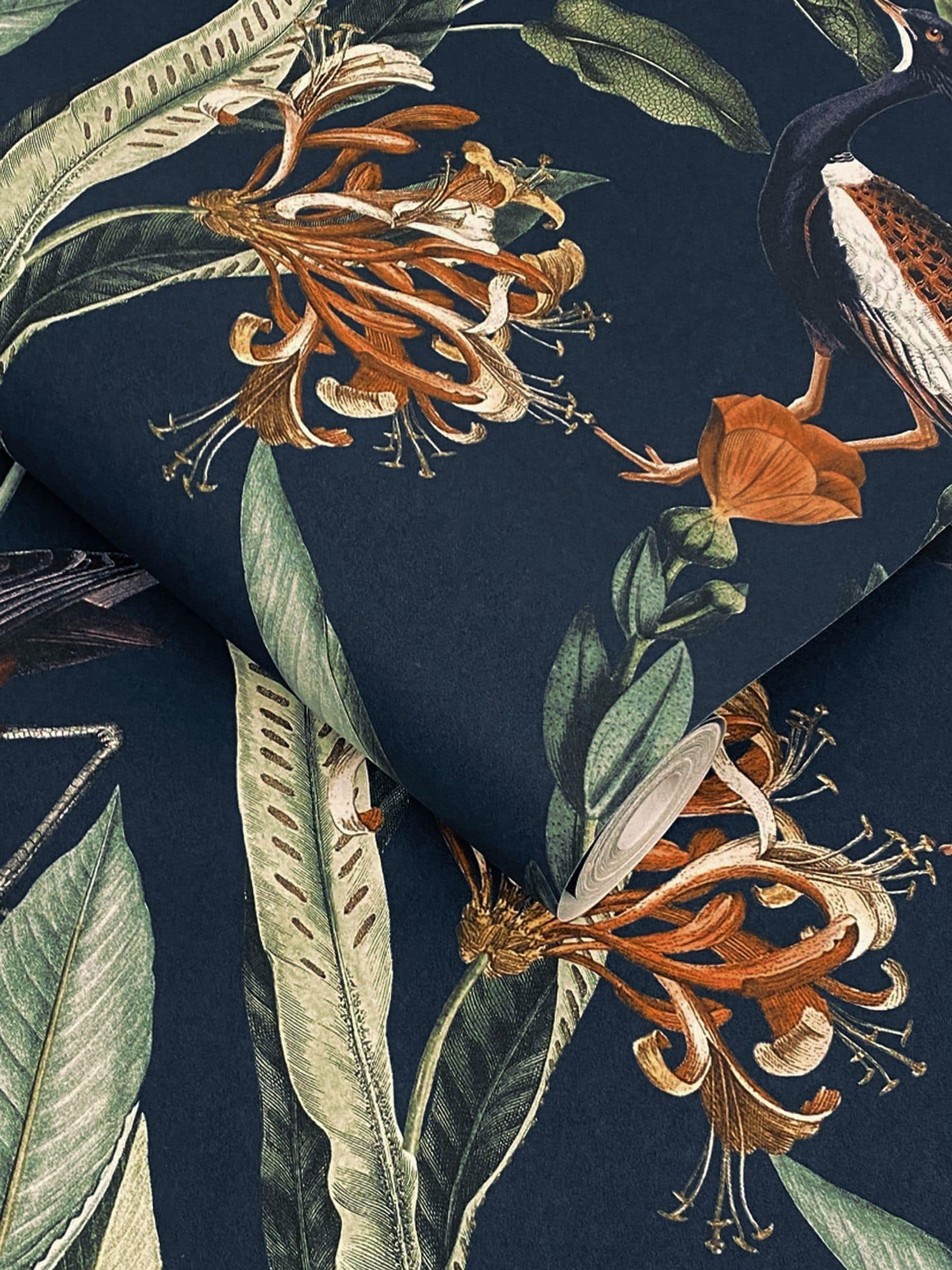Graham & Brown Navy Glasshouse 10M Wallpaper