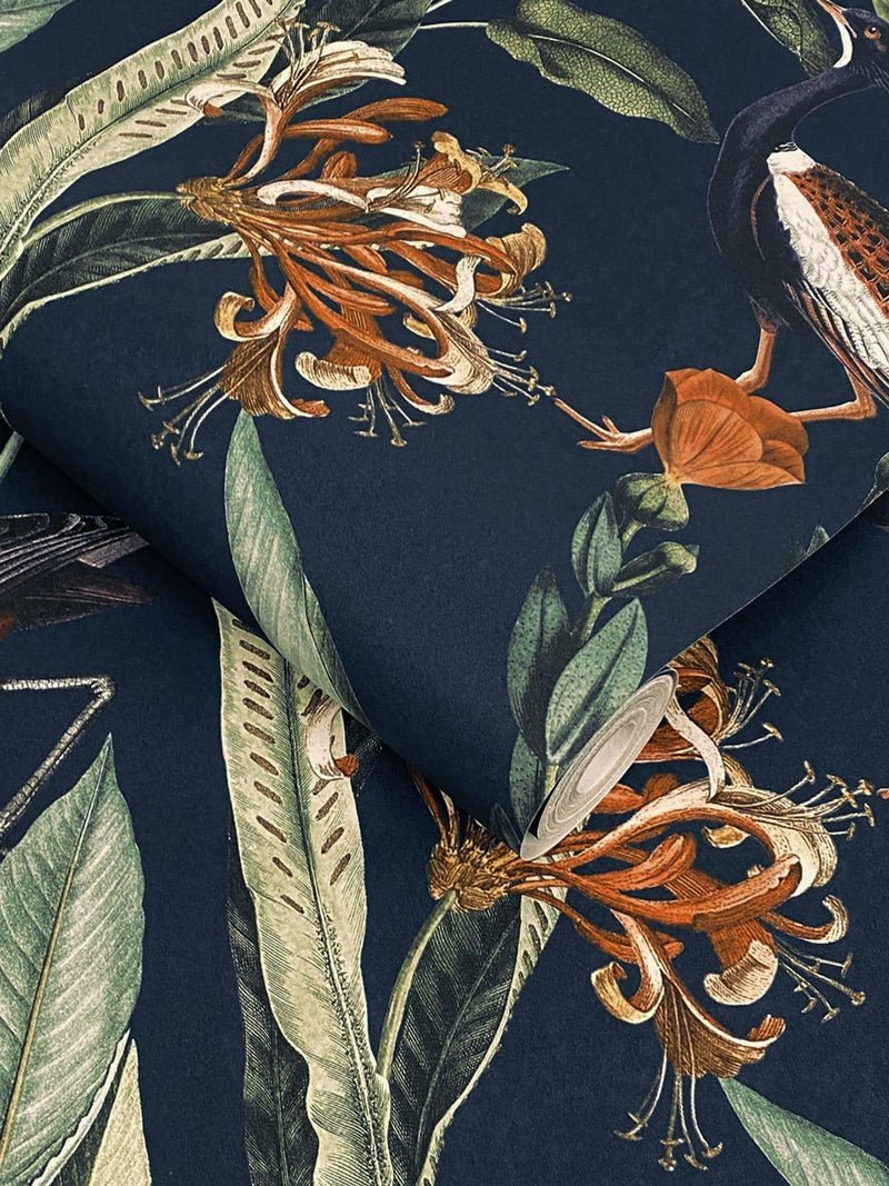 Graham & Brown Navy Glasshouse 10M Wallpaper