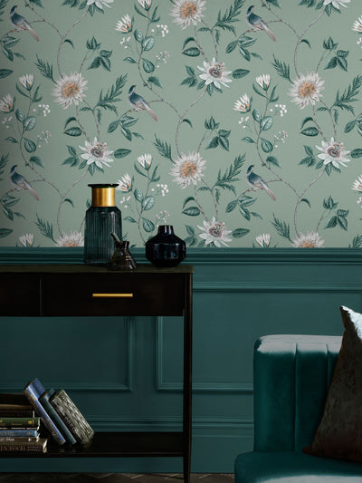 Next Graham & Brown Nuit Sage Wallpaper 10m x 52cm- Buy online at McGrocer