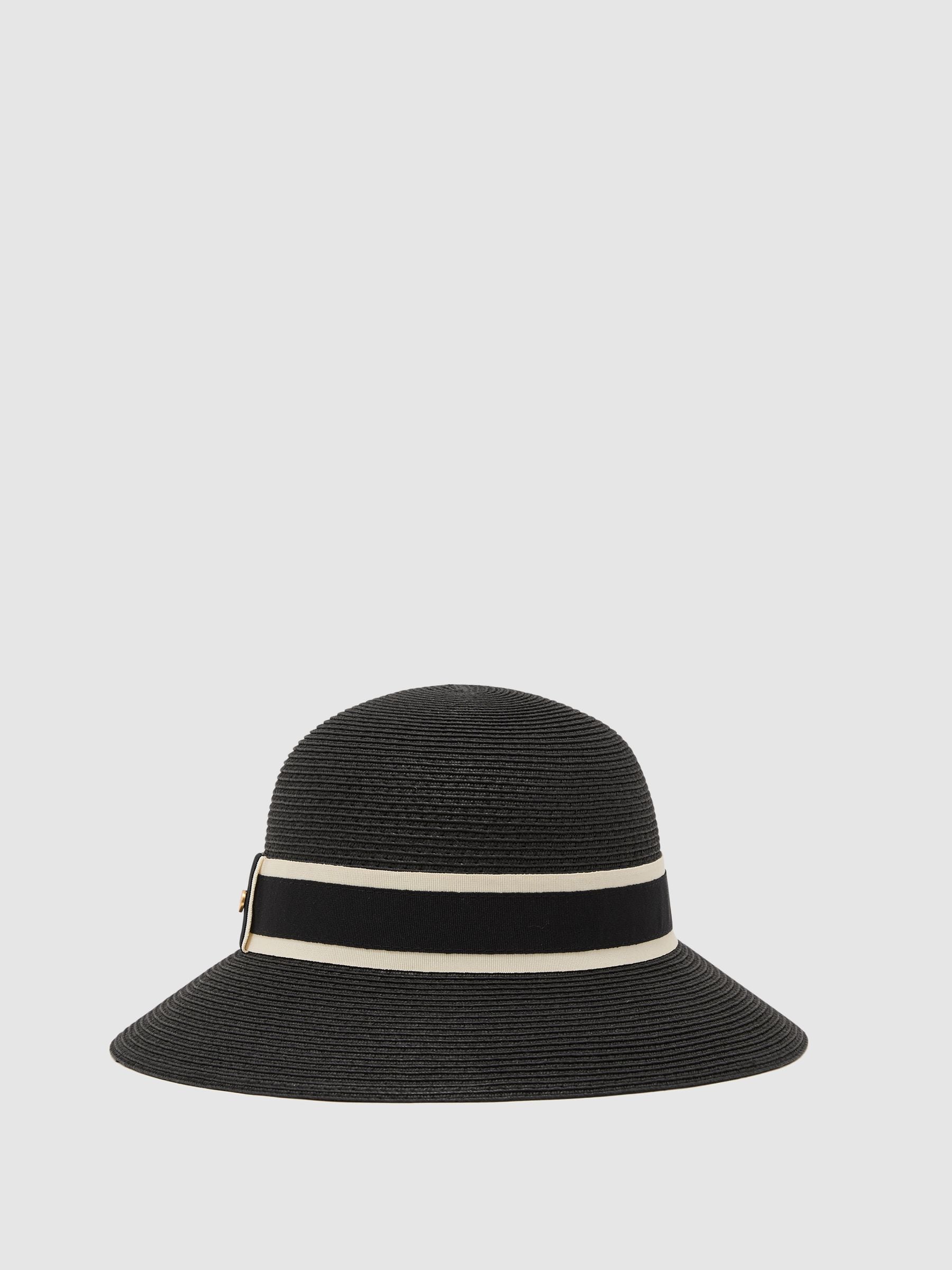 Reiss black straw hat, imported from the UK