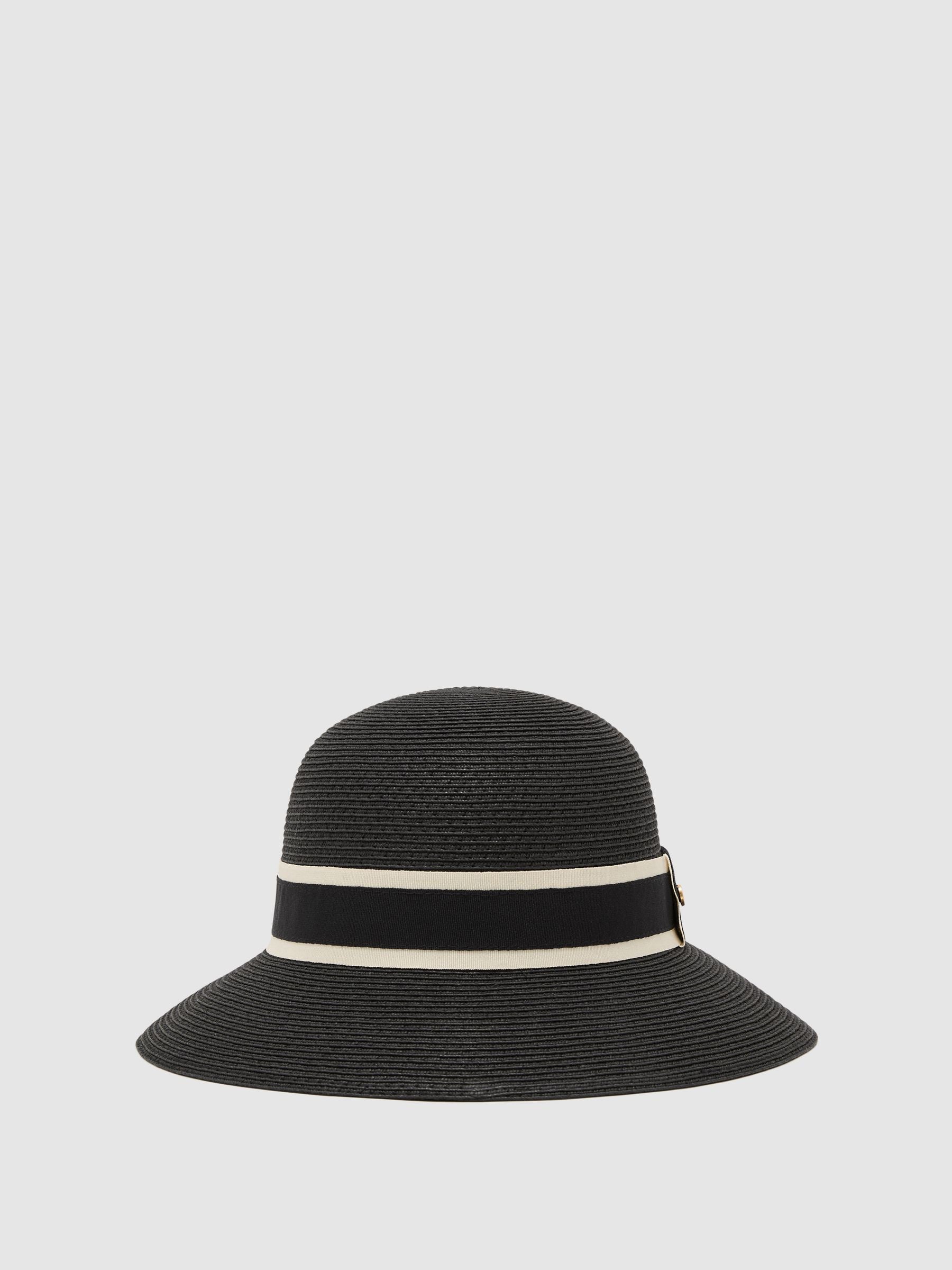 Reiss black straw hat, imported from the UK