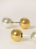 Jigsaw Metallic Reversible Stud Earrings with pearl balls, UK version