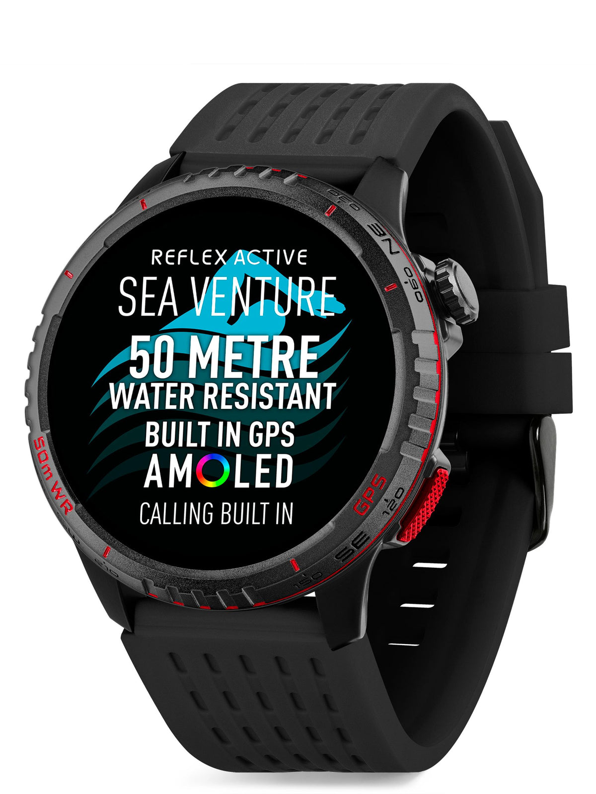 Reflex Active Blue Sea Venture 50M Swim-Safe AMOLED GPS Smart Watch