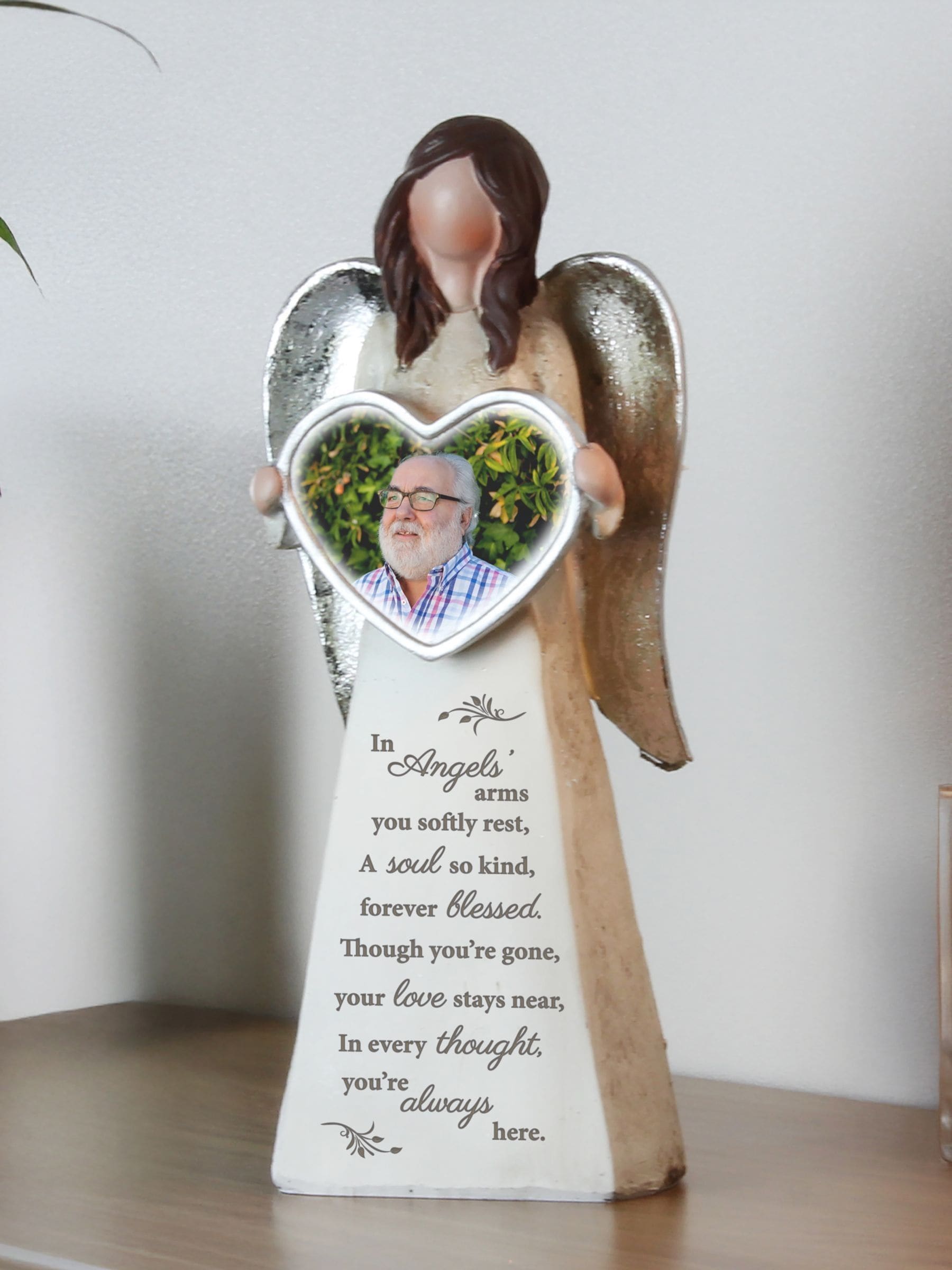 PMC personalised photo upload memorial angel ornament 23cm, imported from the UK