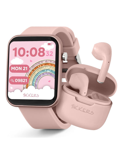 Next Tikkers Pink Series 13 Silicone Strap Smart Watch and Earbuds Set- Buy online at McGrocer