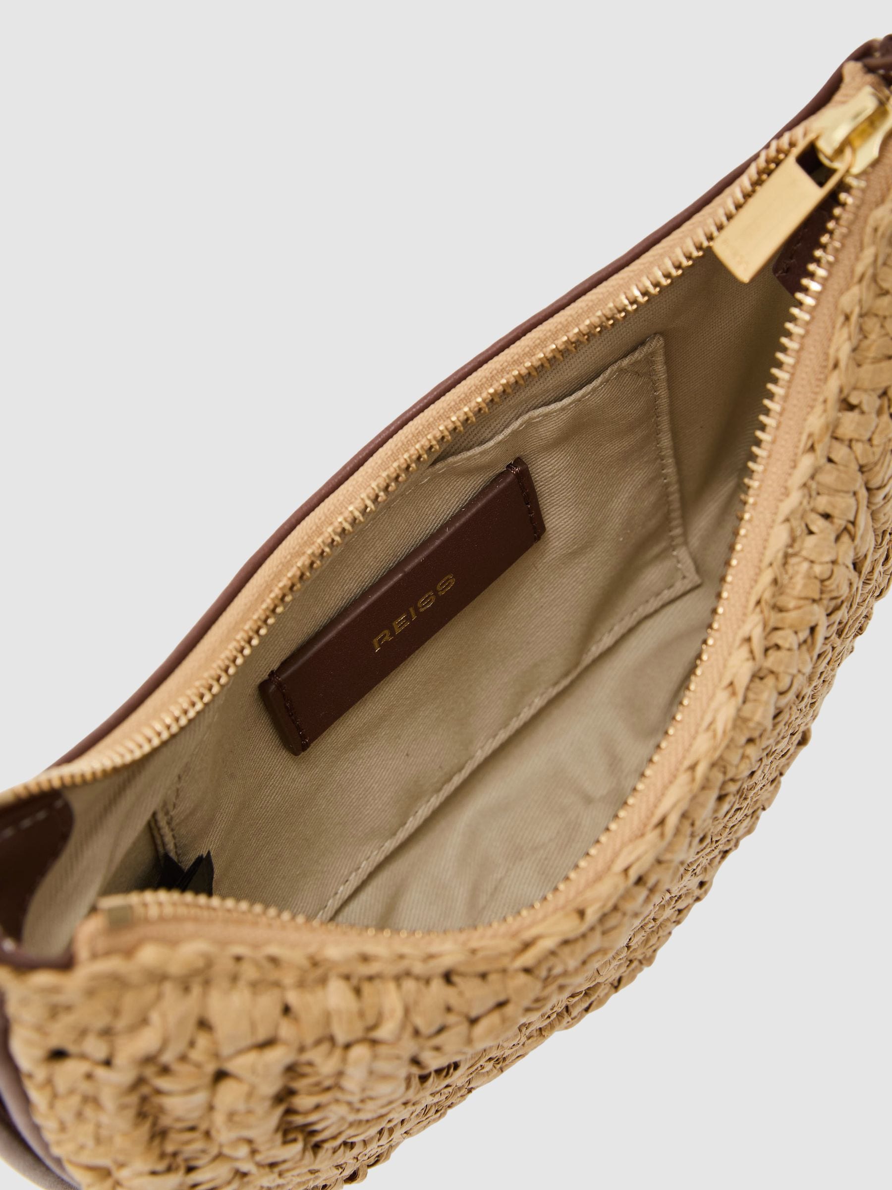 Reiss Harriet raffia-effect shoulder bag, imported from the UK