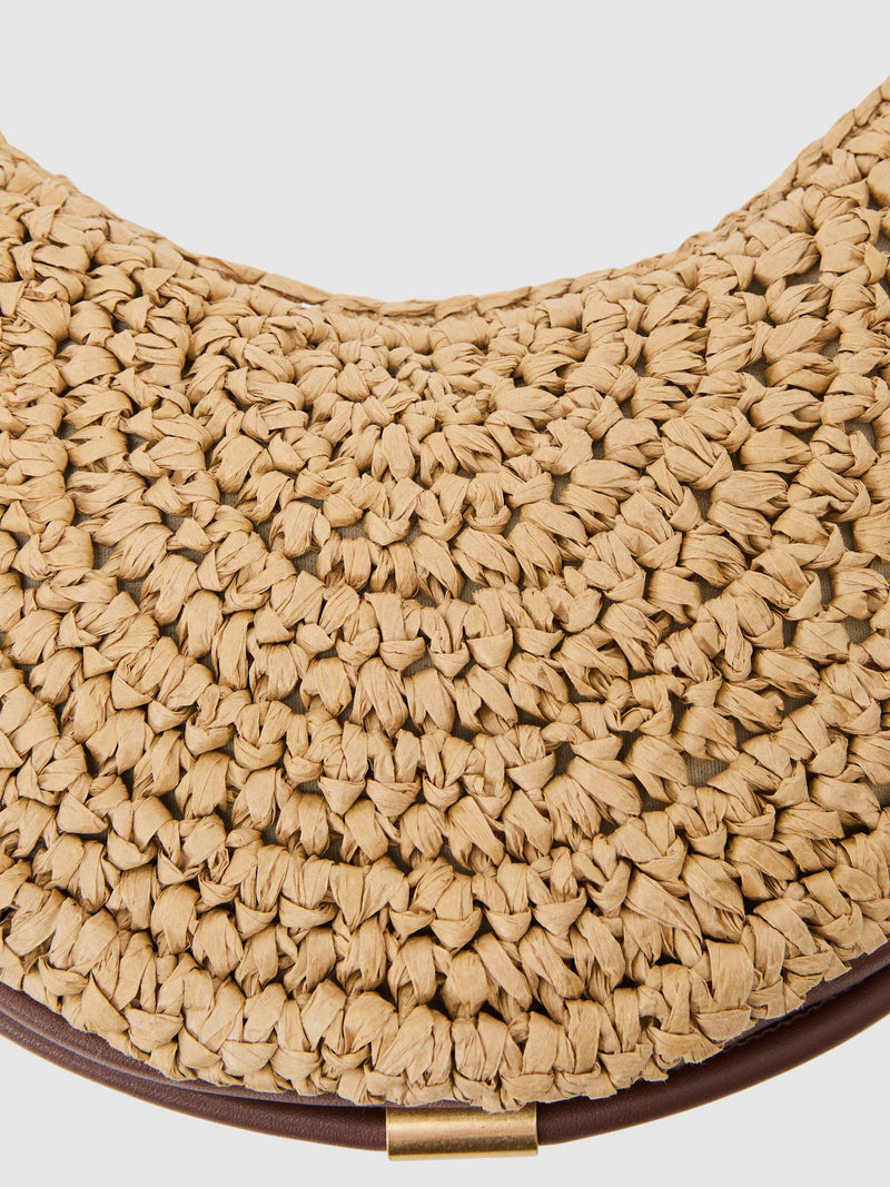 Reiss Harriet raffia-effect shoulder bag, imported from the UK