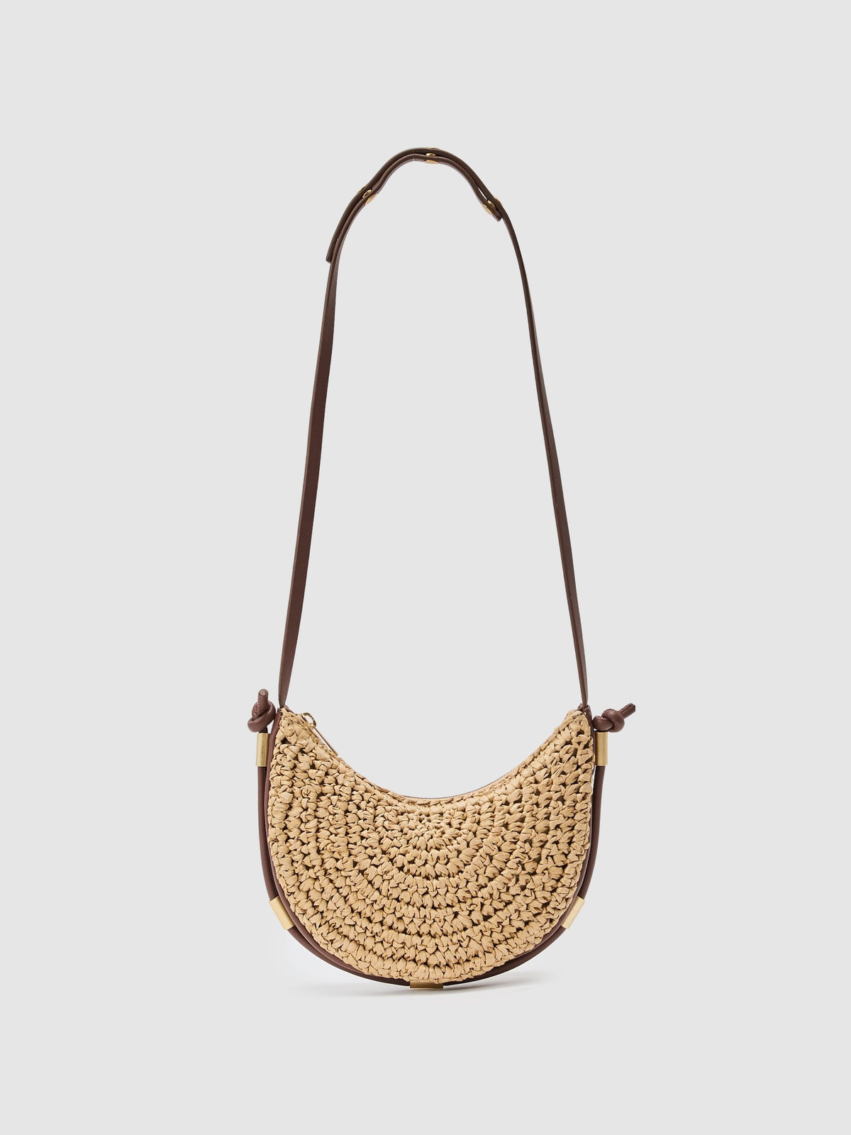Reiss Harriet raffia-effect shoulder bag, imported from the UK