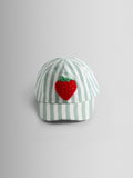 JoJo Maman Bébé light green strawberry bouclé cap (British brand)