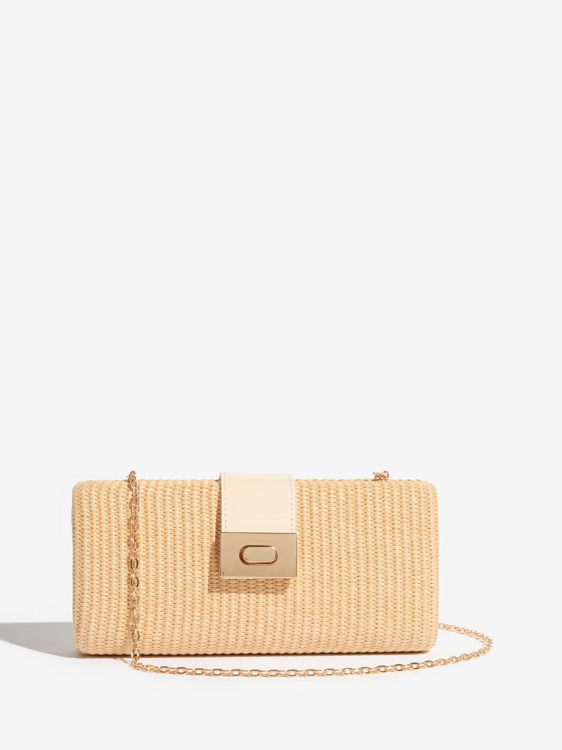 Lipsy natural raffia effect clutch bag, imported from the UK