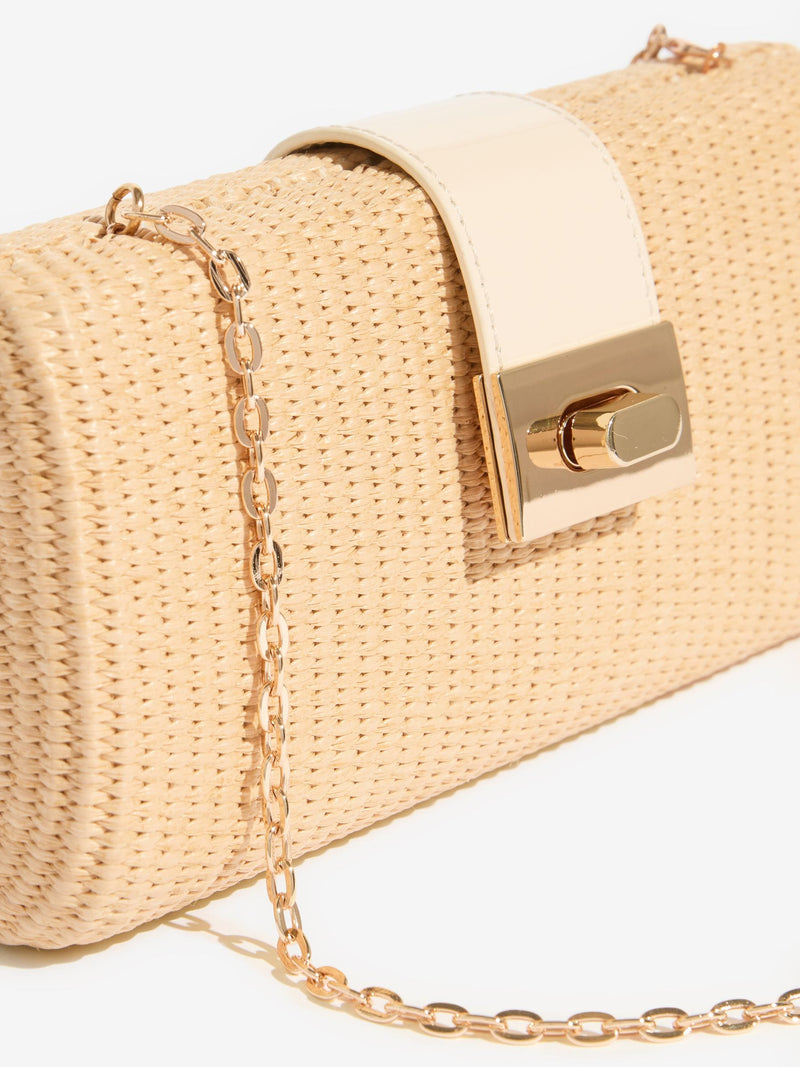 Lipsy natural raffia effect clutch bag, imported from the UK