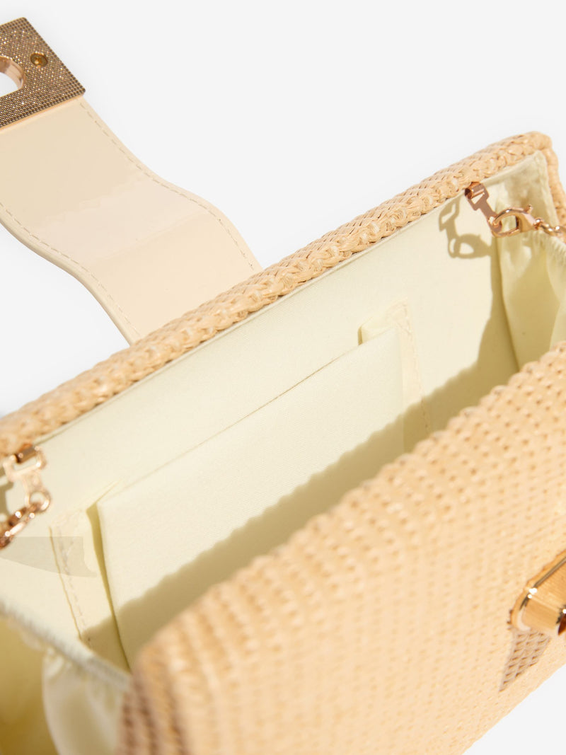 Lipsy natural raffia effect clutch bag, imported from the UK