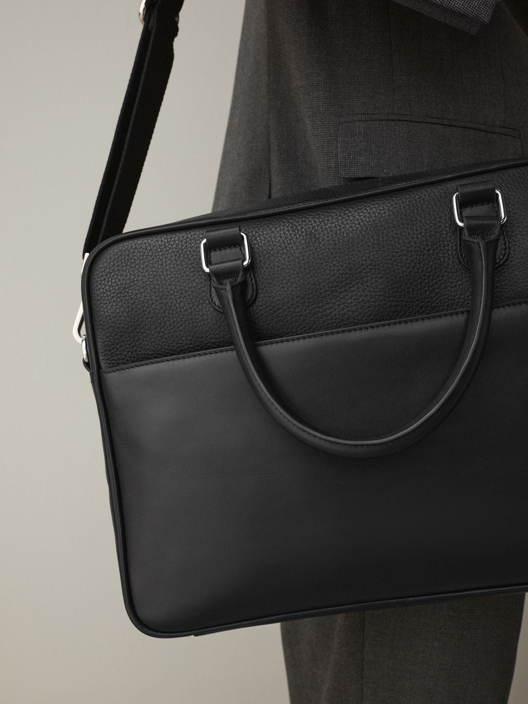 Black Signature Leather Briefcase - a British brand