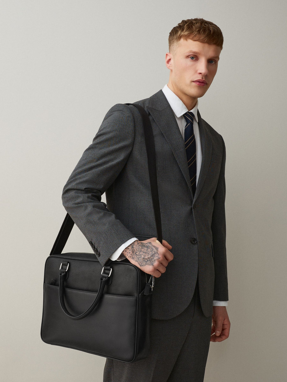 Black Signature Leather Briefcase - a British brand