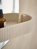 Cream ribbed bathroom mirror with shelf 65cm, UK version