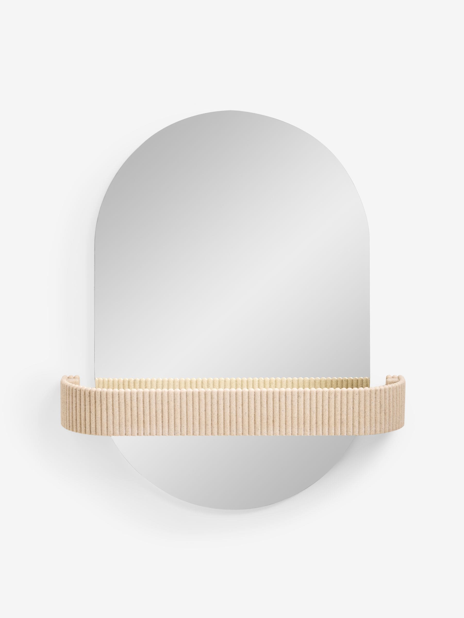 Cream ribbed bathroom mirror with shelf 65cm, UK version