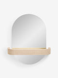 Cream ribbed bathroom mirror with shelf 65cm, UK version