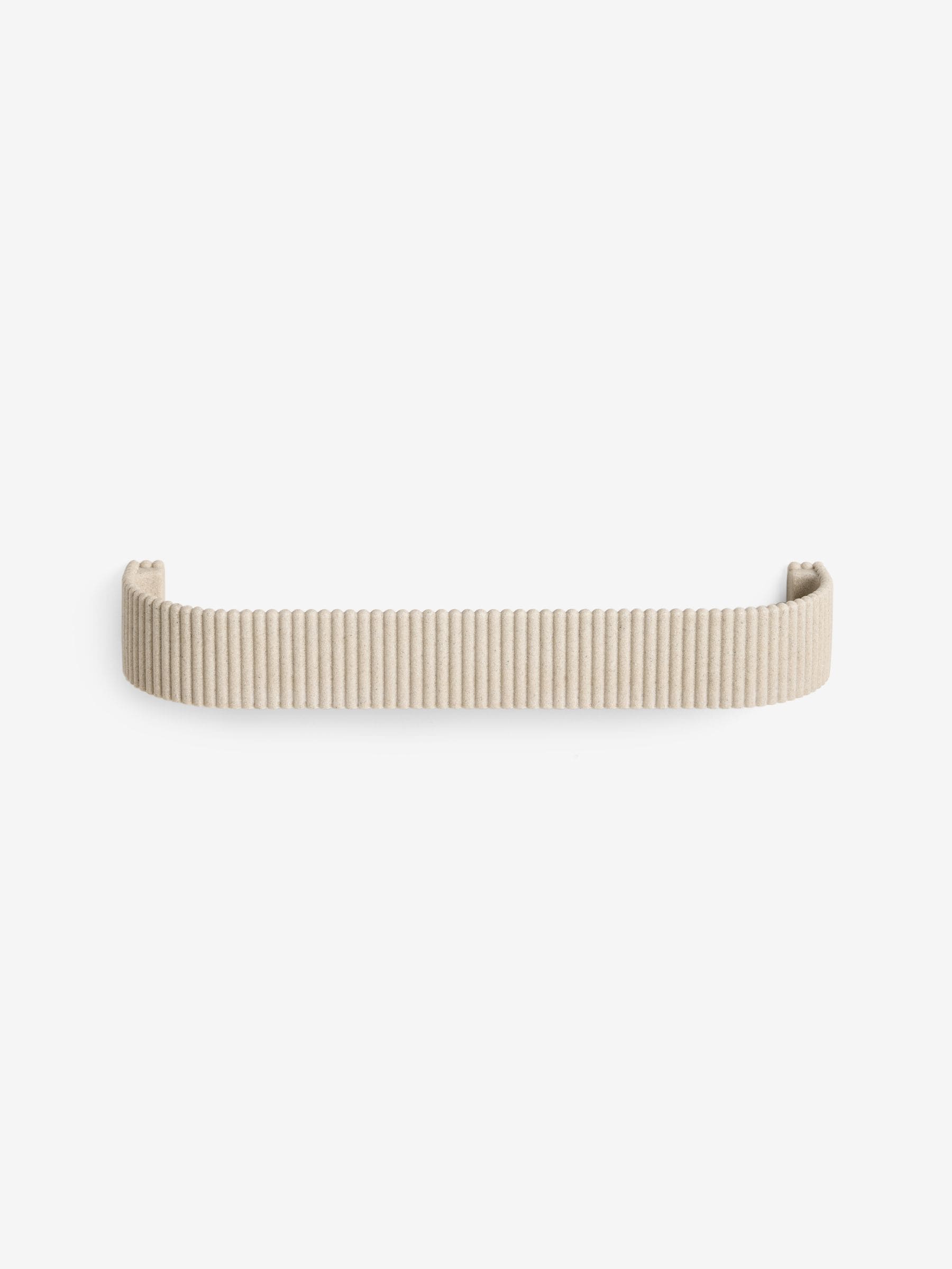 Cream ribbed bathroom mirror with shelf 65cm, UK version
