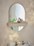 Cream ribbed bathroom mirror with shelf 65cm, UK version