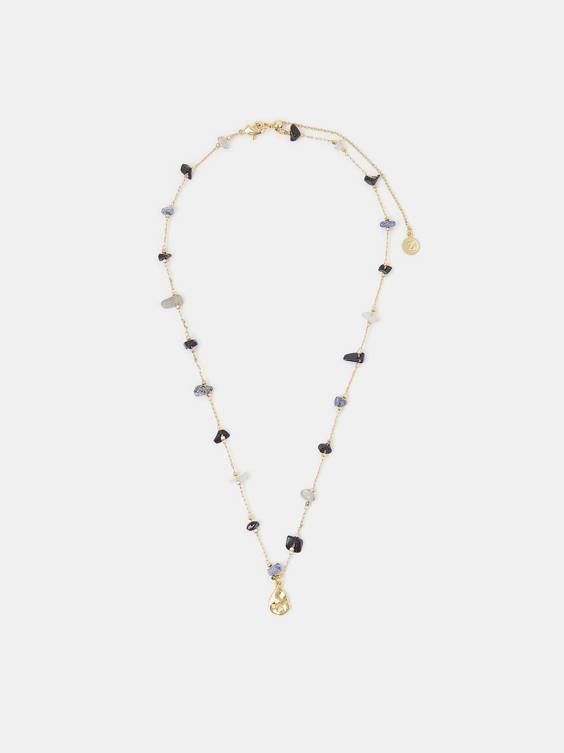Accessorize gold-plated pendant nugget stone station necklace - British product