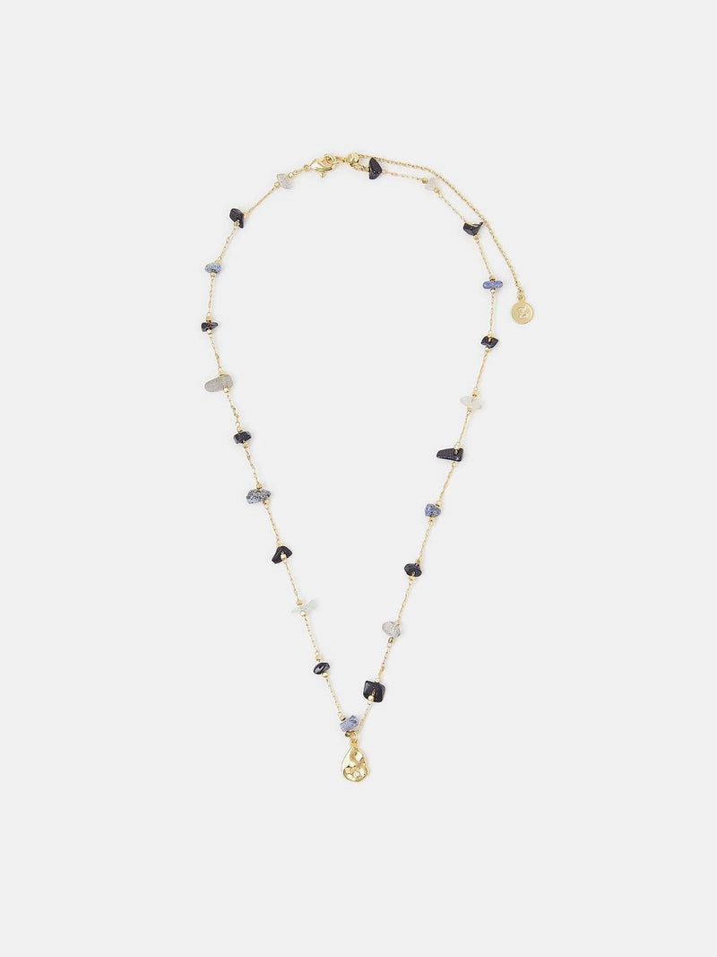 Accessorize gold-plated pendant nugget stone station necklace - British product
