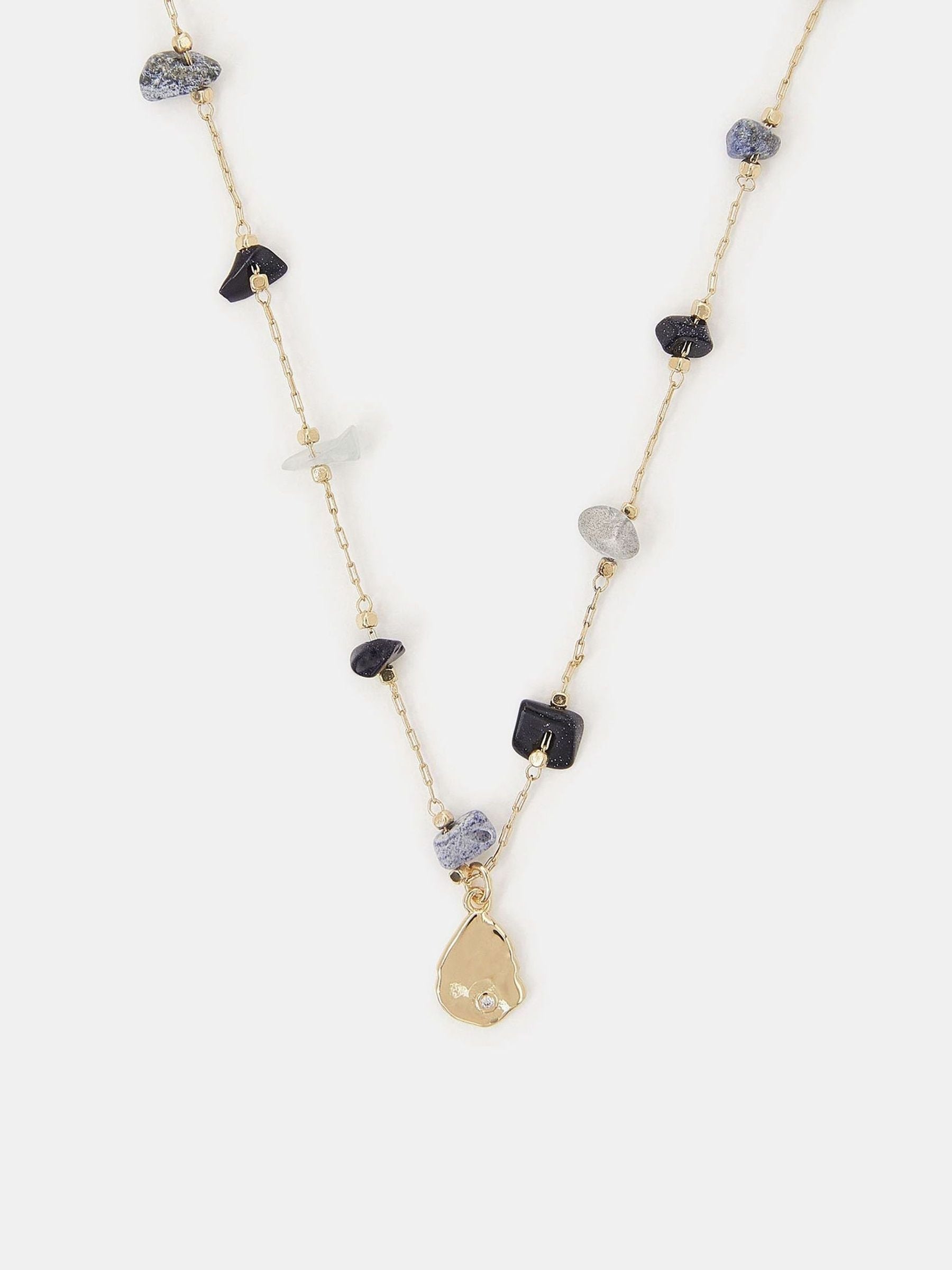 Accessorize gold-plated pendant nugget stone station necklace - British product