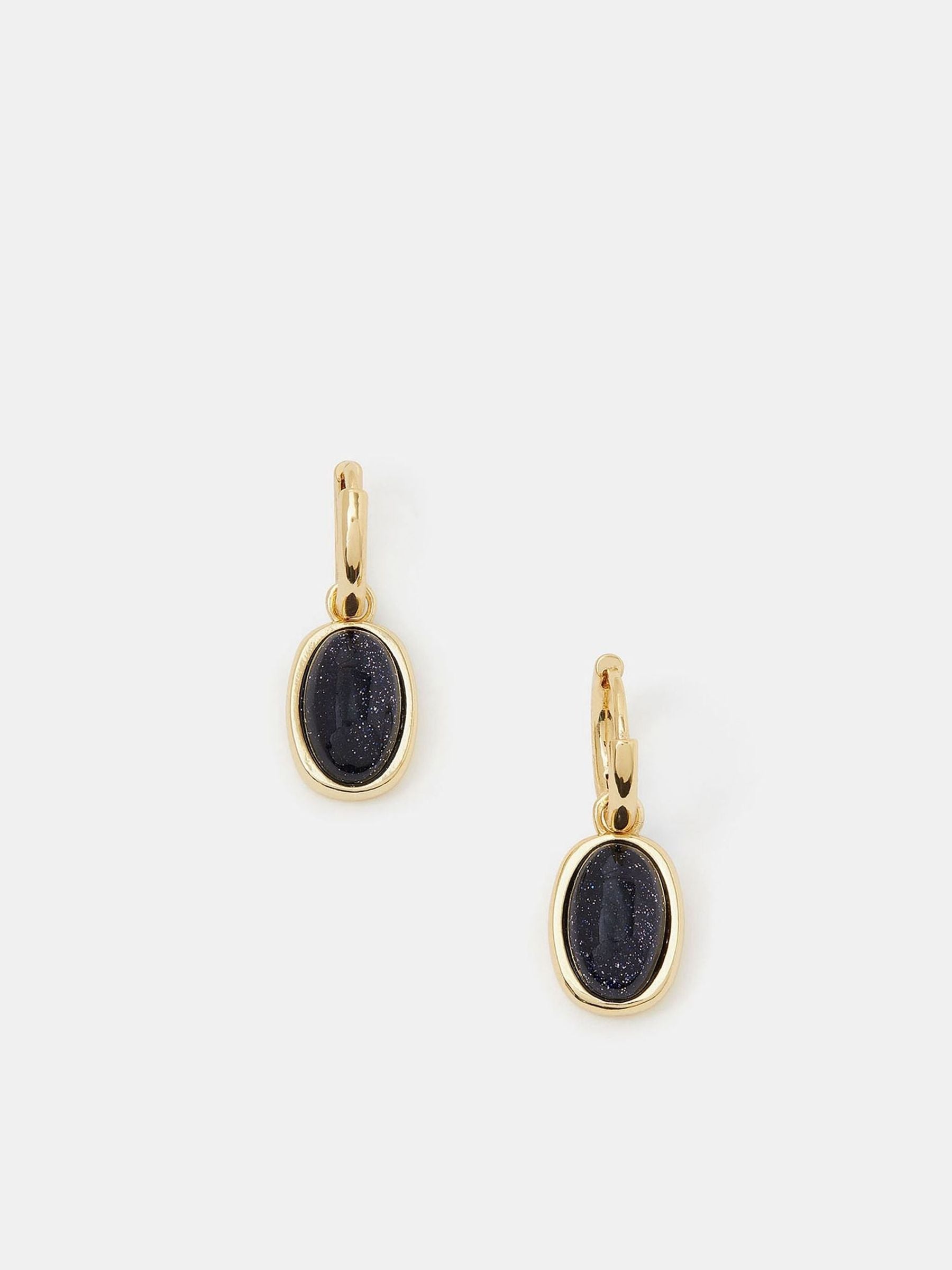 Accessorize 14k Real Gold Plated Stone Drop Huggie Hoop Earrings
