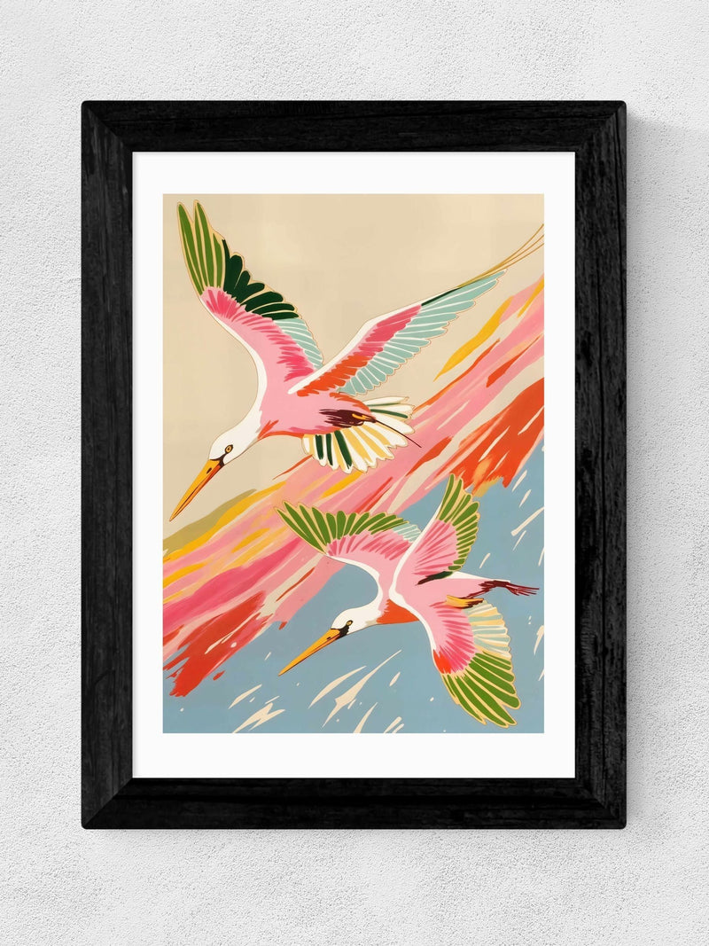 83 Oranges oak roseate spoonbills wall art print - British product