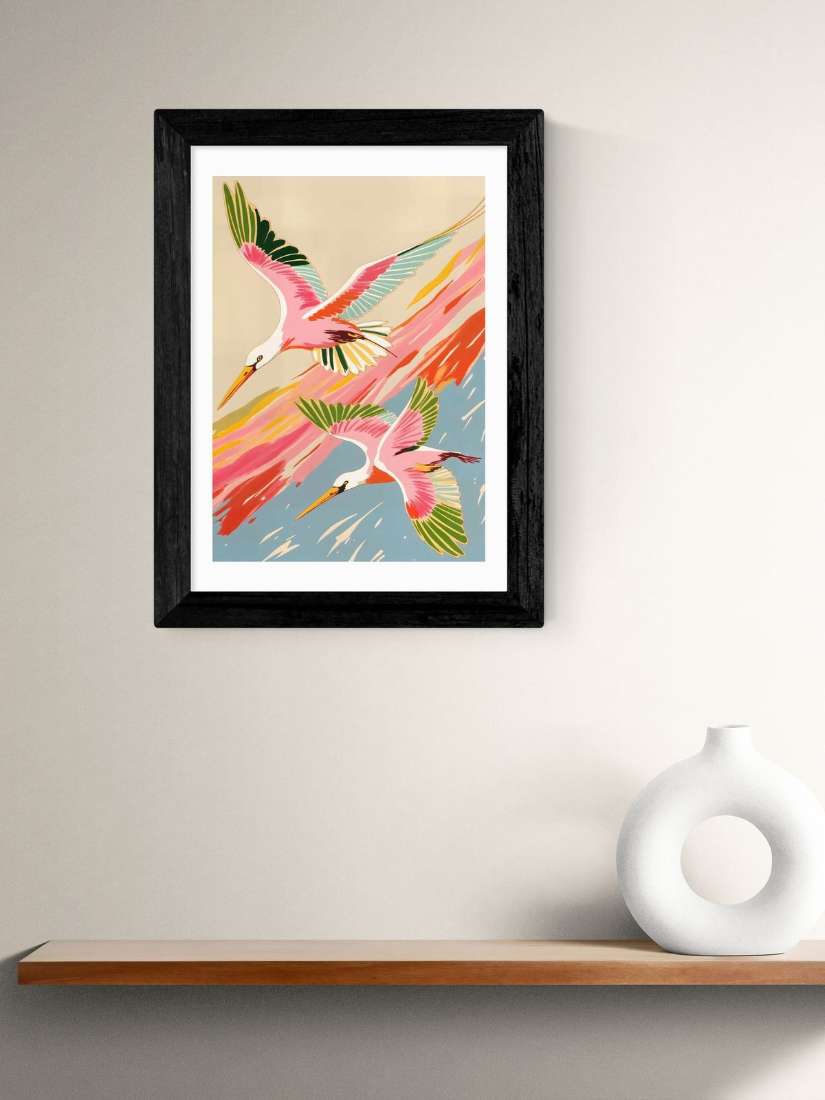 83 Oranges oak roseate spoonbills wall art print - British product