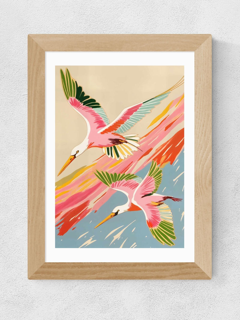83 Oranges oak roseate spoonbills wall art print - British product