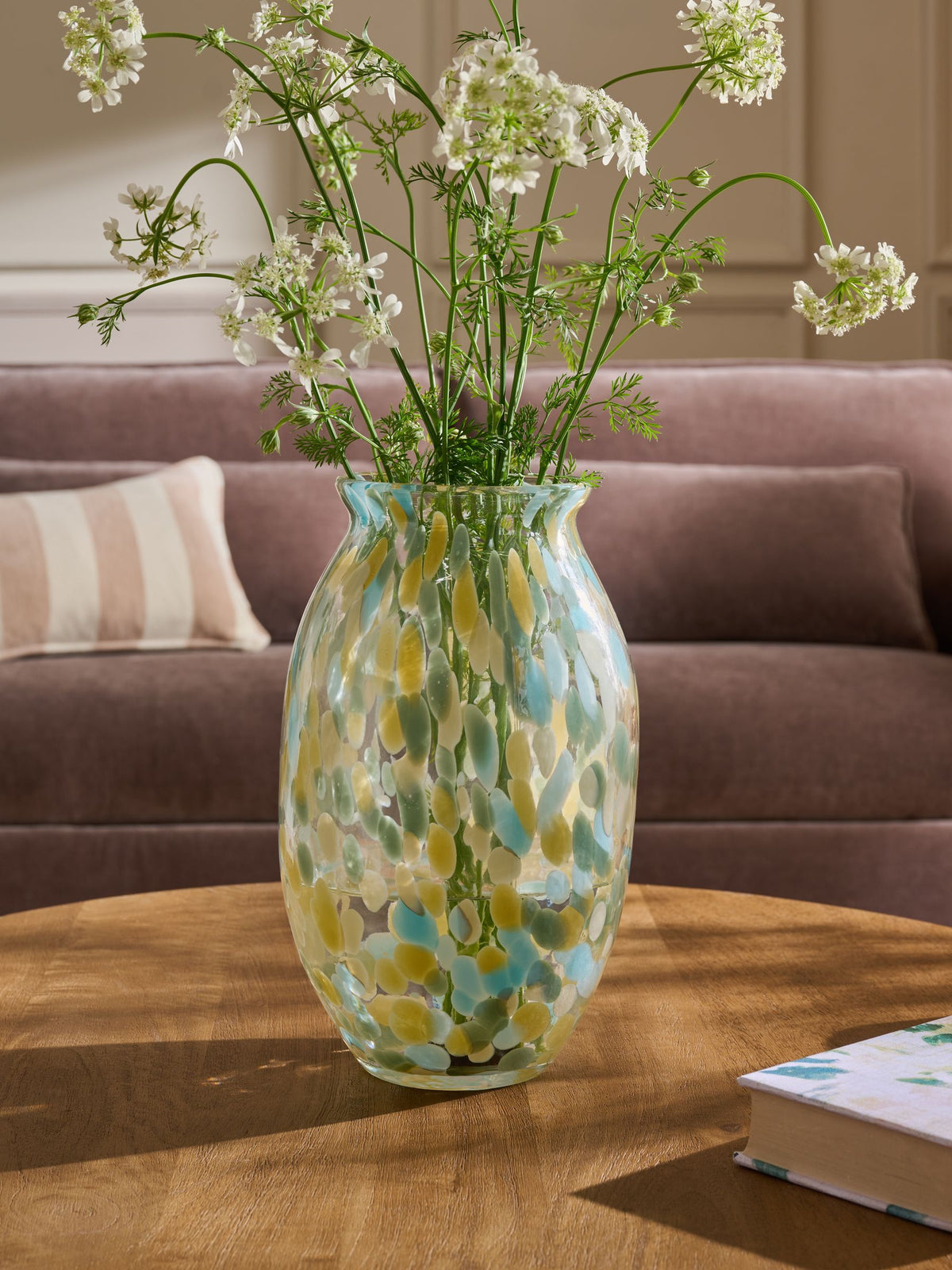 Green/Blue Confetti Glass Vase 22cm